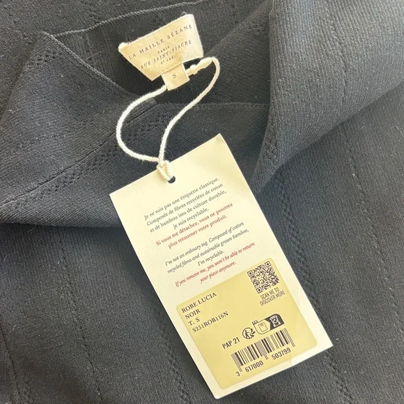 NWT Sézane Lucia Dress in Black Size S - Picture 8 of 8